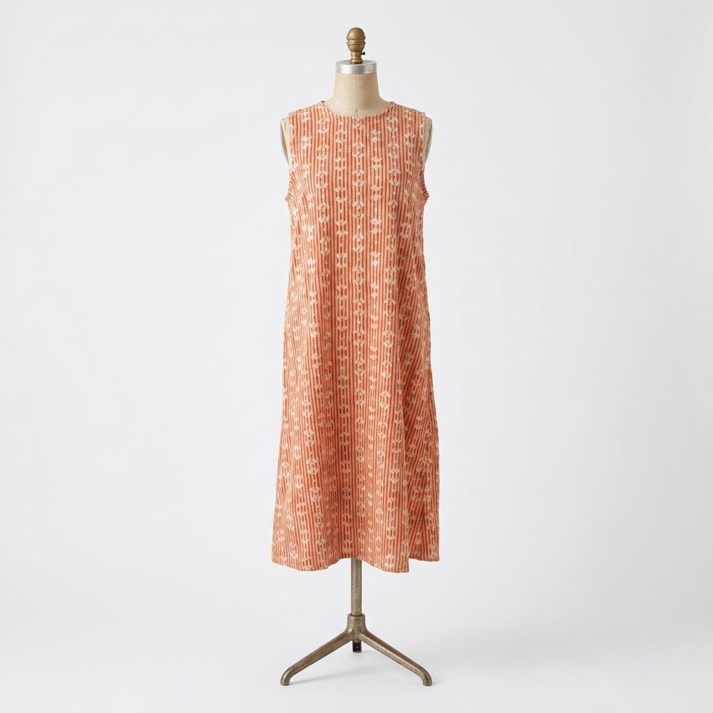 Ace & Jig Sleeveless Handwoven Cotton Shift Midi Dress S, Button Back